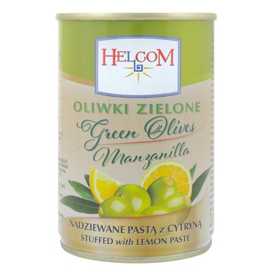 Оливки Helcom 280 г Зелені лимон 06996 фото