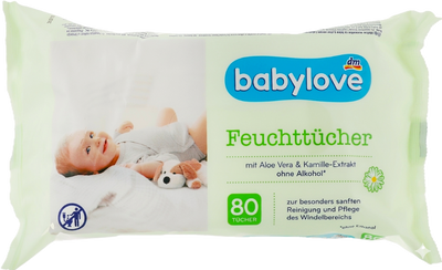 Вологі серветки Babylove Алоє ромашка 80 шт 10685 фото