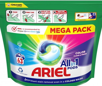 Капсули для прання Ariel Для кольорового 63 шт 11336 фото